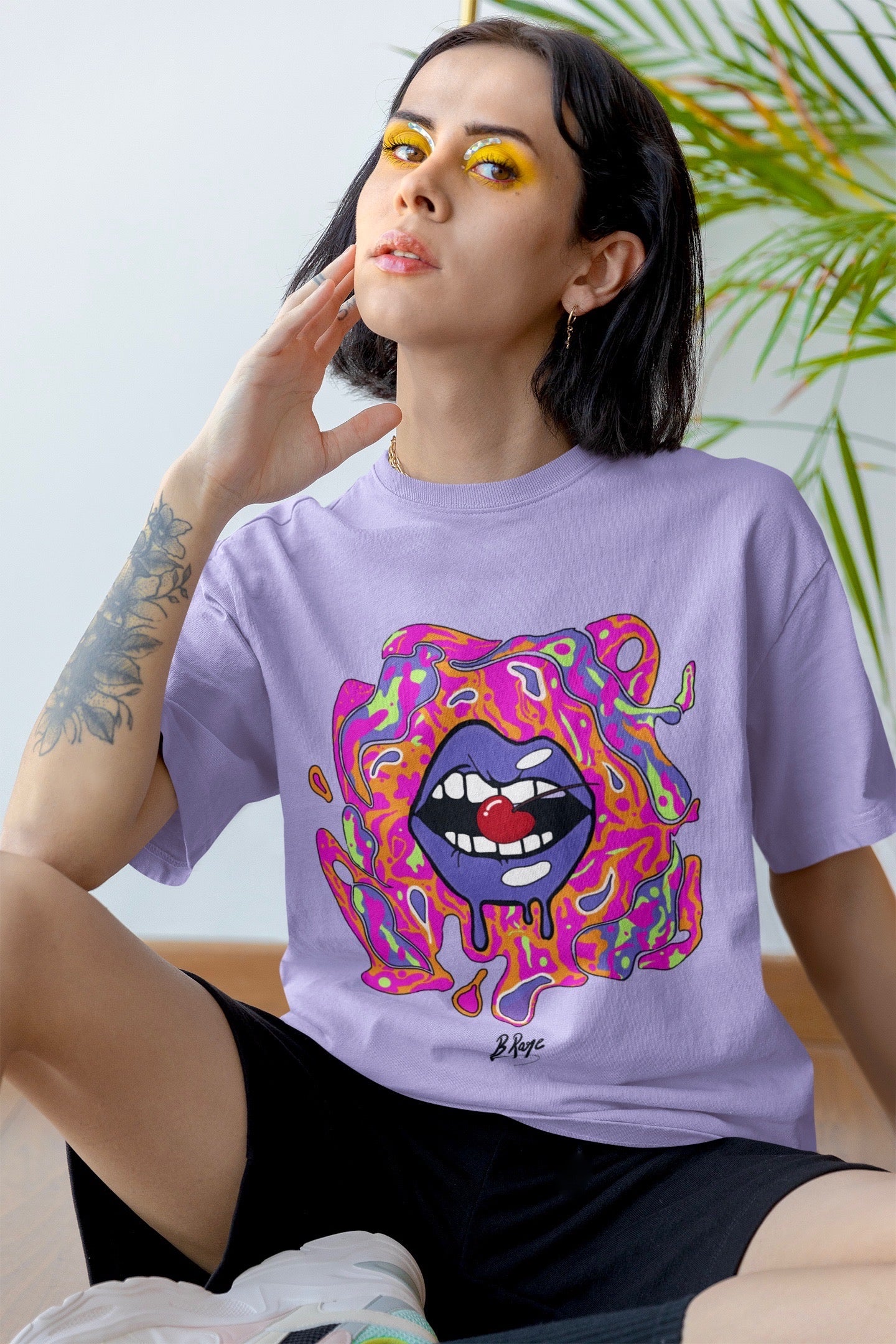 B Rare Sassy Lips Oversized Tee